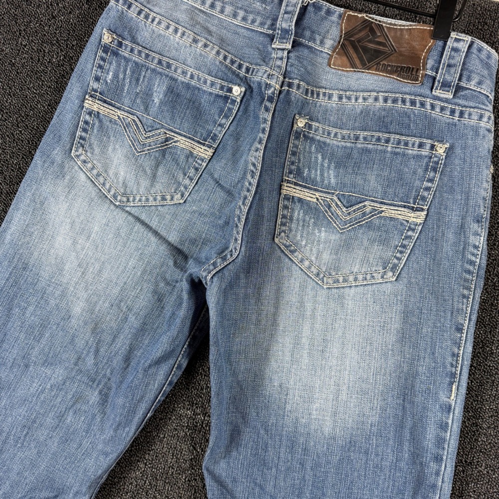 Rock and Roll Cowboy Double Barrel Relaxed Bootcut Jeans Men's 32x34 Light Wash